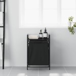 vidaXL Coș de rufe 1 compartiment cu raft stejar negru