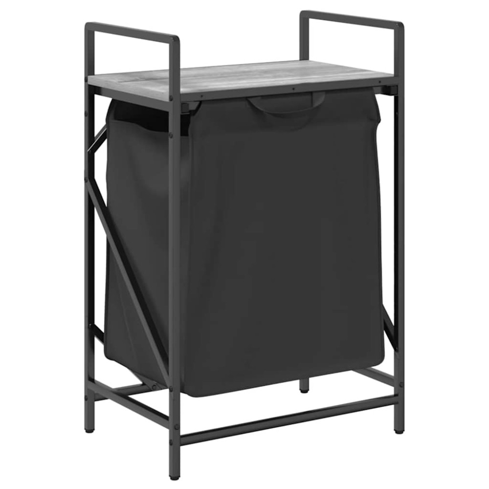vidaXL Coș de rufe 1 compartiment cu raft sonoma gri