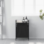 vidaXL Coș de rufe 1 compartiment cu raft sonoma gri