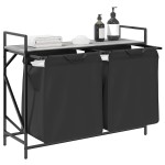 vidaXL Coș de rufe 2 compartimente cu raft sonoma gri vidaXL Coș de rufe 2 compartimente cu raft sonoma gri
