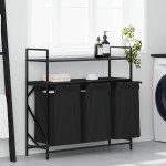 vidaXL Coș de rufe 3 compartimente cu rafturi stejar negru vidaXL Coș de rufe 3 compartimente cu rafturi stejar negru
