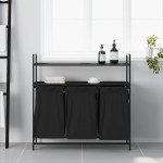 vidaXL Coș de rufe 3 compartimente cu rafturi stejar negru vidaXL Coș de rufe 3 compartimente cu rafturi stejar negru