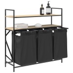 vidaXL Coș de rufe 3 compartimente cu rafturi stejar sonoma vidaXL Coș de rufe 3 compartimente cu rafturi stejar sonoma
