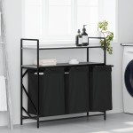 vidaXL Coș de rufe 3 compartimente cu rafturi sonoma gri vidaXL Coș de rufe 3 compartimente cu rafturi sonoma gri