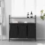 vidaXL Coș de rufe 3 compartimente cu rafturi sonoma gri vidaXL Coș de rufe 3 compartimente cu rafturi sonoma gri