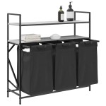 vidaXL Coș de rufe 3 compartimente cu rafturi sonoma gri vidaXL Coș de rufe 3 compartimente cu rafturi sonoma gri