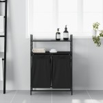 vidaXL Coș de rufe 2 compartimente cu rafturi stejar negru vidaXL Coș de rufe 2 compartimente cu rafturi stejar negru