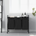 vidaXL Coș de rufe 3 compartimente cu roți stejar negru vidaXL Coș de rufe 3 compartimente cu roți stejar negru