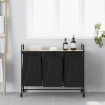 vidaXL Coș de rufe 3 compartimente cu roți stejar sonoma vidaXL Coș de rufe 3 compartimente cu roți stejar sonoma