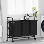 vidaXL Coș de rufe 3 compartimente cu roți sonoma gri vidaXL Coș de rufe 3 compartimente cu roți sonoma gri