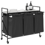 vidaXL Coș de rufe 3 compartimente cu roți sonoma gri vidaXL Coș de rufe 3 compartimente cu roți sonoma gri