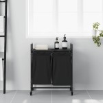 vidaXL Coș de rufe 2 compartimente cu roți stejar negru vidaXL Coș de rufe 2 compartimente cu roți stejar negru