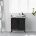 vidaXL Coș de rufe 2 compartimente cu roți sonoma gri