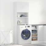 vidaXL Dulap pentru mașină de spălat alb 64x24x190 cm lemn prelucrat vidaXL Dulap pentru mașină de spălat alb 64x24x190 cm lemn prelucrat