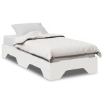 vidaXL Cadru de pat fără saltea, stivuibil, alb, 75x190 cm, lemn masiv vidaXL Cadru de pat fără saltea, stivuibil, alb, 75x190 cm, lemn masiv