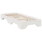 vidaXL Cadru de pat fără saltea, stivuibil, alb, 75x190 cm, lemn masiv vidaXL Cadru de pat fără saltea, stivuibil, alb, 75x190 cm, lemn masiv