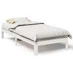 vidaXL Cadru de pat fără saltea, alb, 80x200 cm, lemn masiv de pin