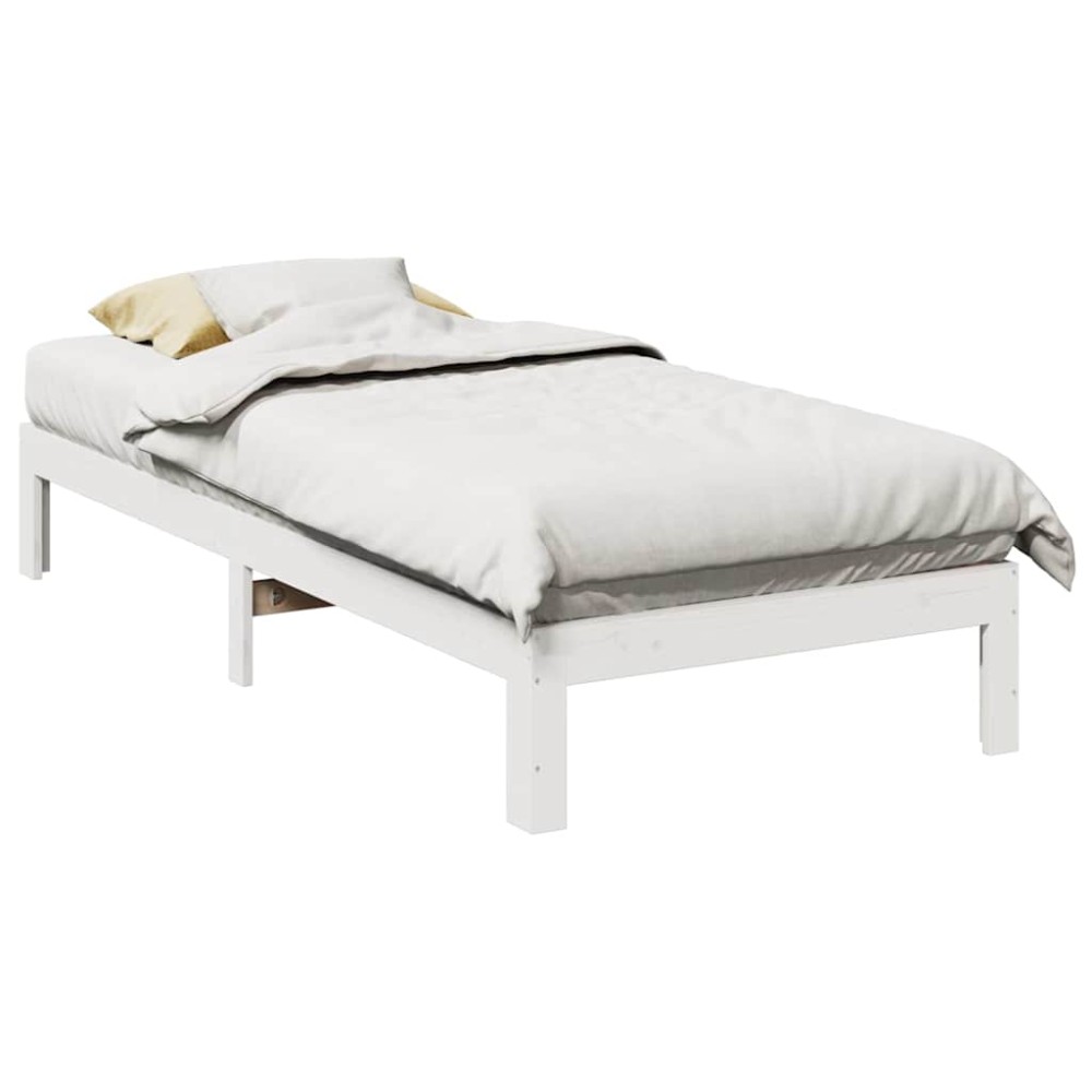 vidaXL Cadru de pat fără saltea, alb, 80x200 cm, lemn masiv de pin