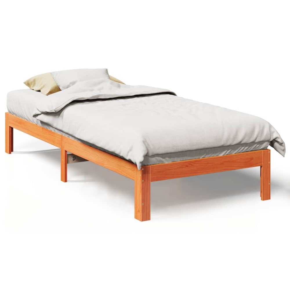 vidaXL Cadru de pat fără saltea maro ceruit 80x200 cm lemn masiv pin