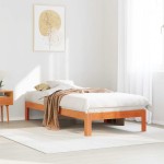 vidaXL Cadru de pat fără saltea maro ceruit 80x200 cm lemn masiv pin