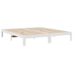 vidaXL Cadru de pat fără saltea, alb, 160x200 cm, lemn masiv pin