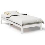 vidaXL Cadru de pat fără saltea, alb, 90x200 cm, lemn masiv pin