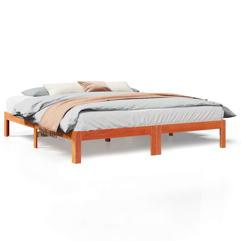vidaXL Cadru de pat fără saltea, maro ceruit 180x200 cm lemn masiv pin