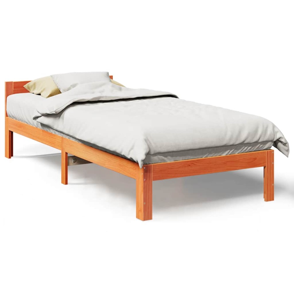 vidaXL Cadru de pat fără saltea maro ceruit 80x200 cm lemn masiv pin