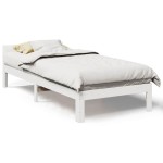 vidaXL Cadru de pat fără saltea, alb, 90x200 cm, lemn masiv pin