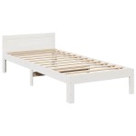 vidaXL Cadru de pat fără saltea, alb, 90x200 cm, lemn masiv pin
