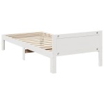 vidaXL Cadru de pat fără saltea, alb, 90x200 cm, lemn masiv pin