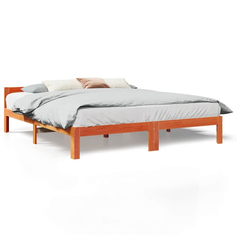 vidaXL Cadru de pat fără saltea, maro ceruit 180x200 cm lemn masiv pin
