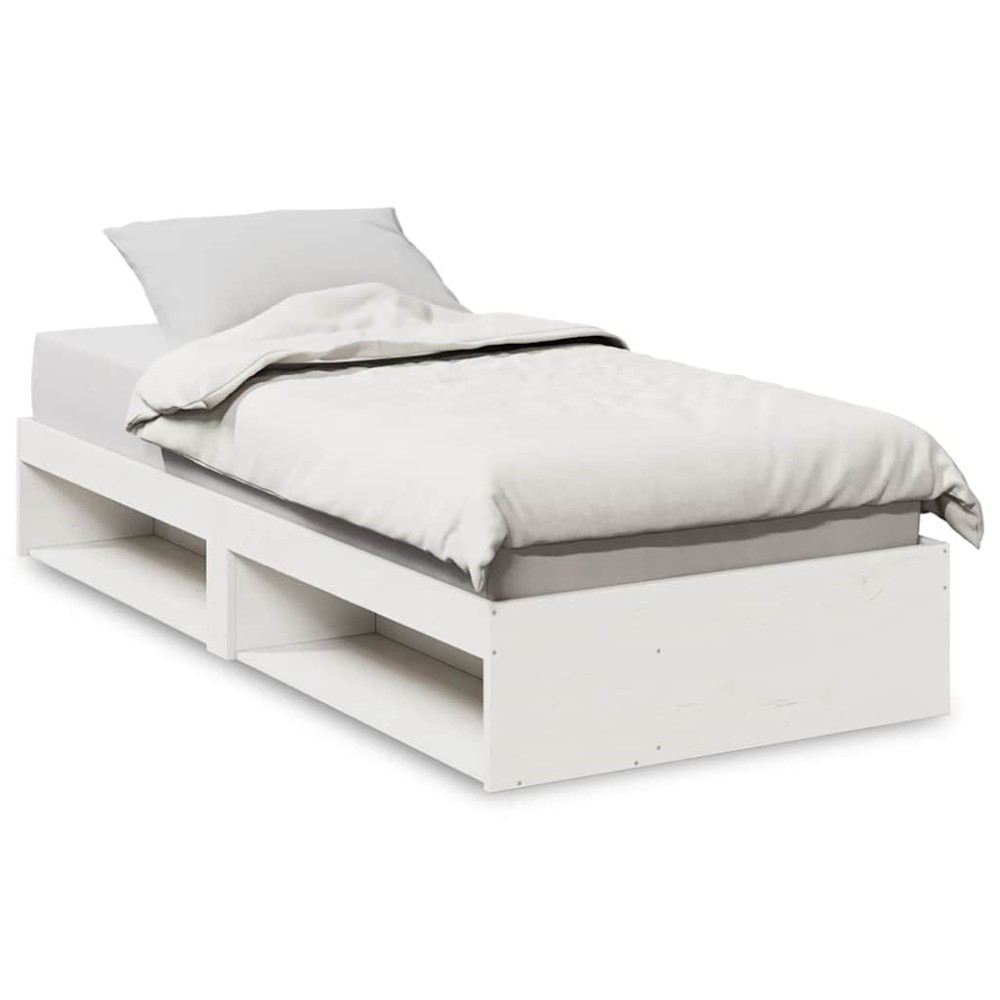vidaXL Pat de zi fără saltea alb 100x200 cm lemn masiv de pin