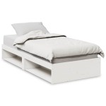 vidaXL Pat de zi fără saltea alb 100x200 cm lemn masiv de pin