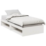 vidaXL Pat de zi fără saltea alb 100x200 cm lemn masiv de pin