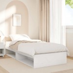 vidaXL Pat de zi fără saltea, alb, 90x200 cm, lemn masiv pin