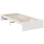 vidaXL Pat de zi fără saltea, alb, 90x200 cm, lemn masiv pin