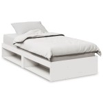 vidaXL Pat de zi fără saltea, alb, 90x190 cm, lemn masiv pin