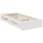 vidaXL Pat de zi fără saltea, alb, 90x190 cm, lemn masiv pin