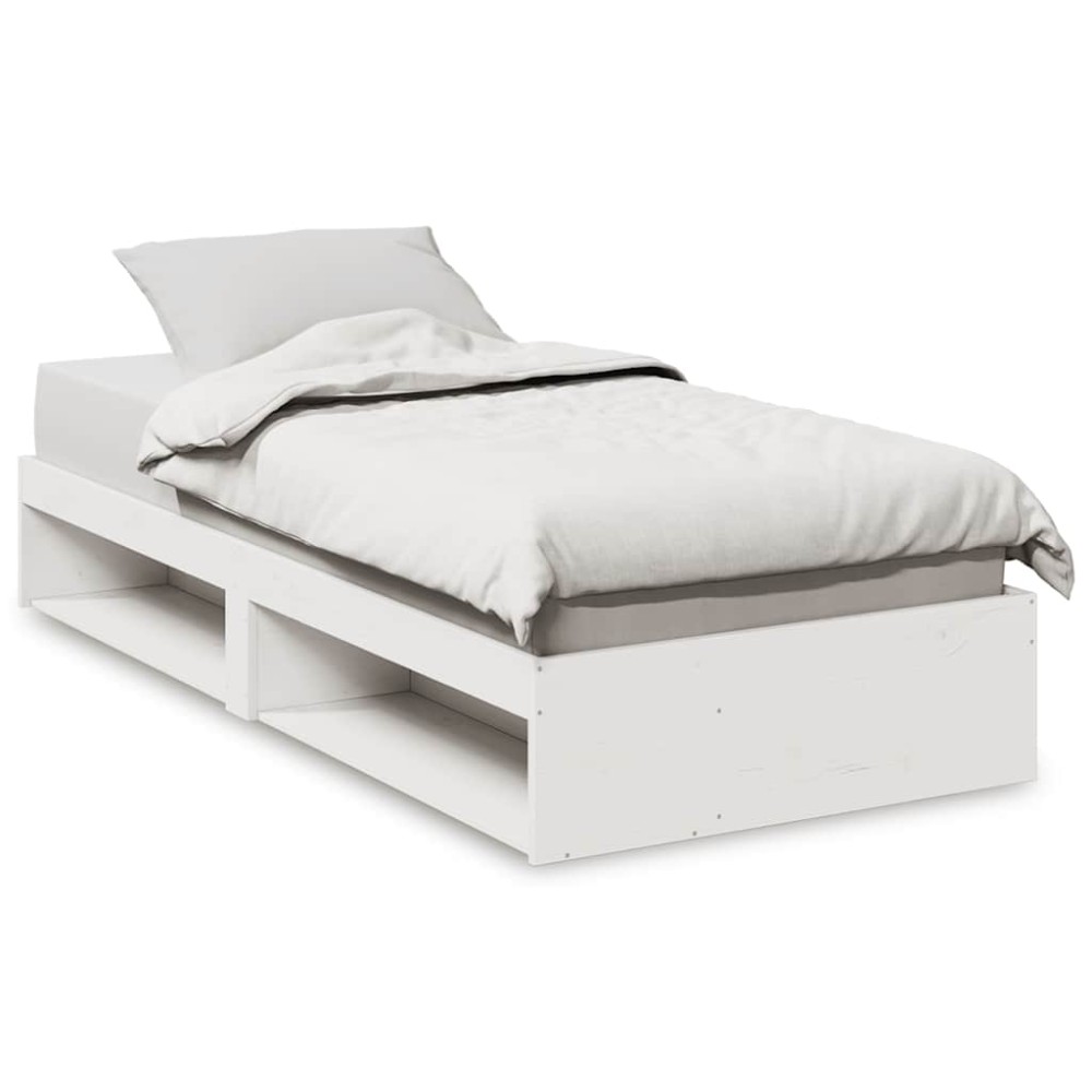 vidaXL Pat de zi fără saltea alb 75x190 cm lemn masiv de pin
