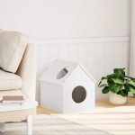 vidaXL Casă pentru pisici albă 41x50x50 cm lemn masiv de pin vidaXL Casă pentru pisici albă 41x50x50 cm lemn masiv de pin