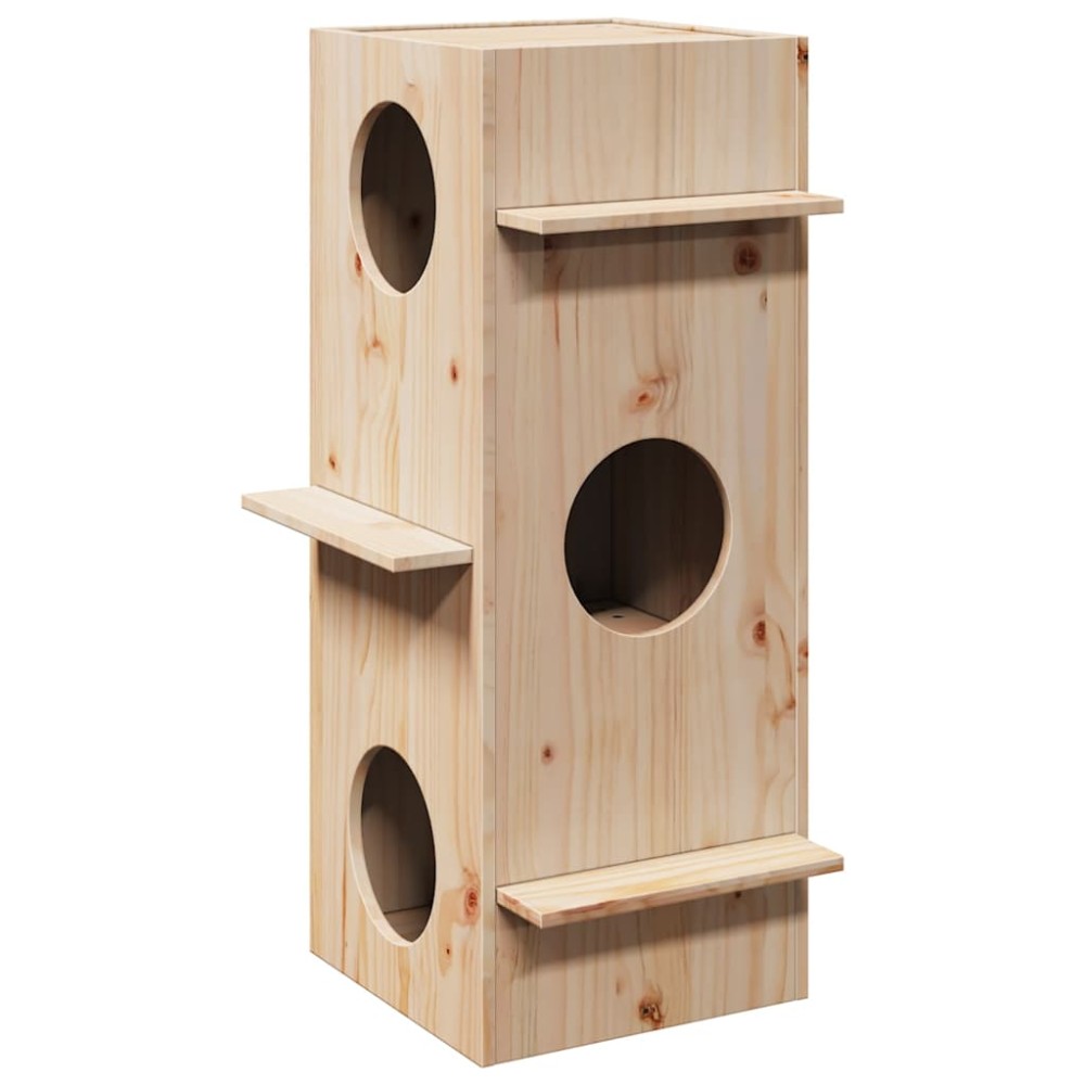 vidaXL Casă pentru pisici 43x43x90 cm din lemn masiv de pin