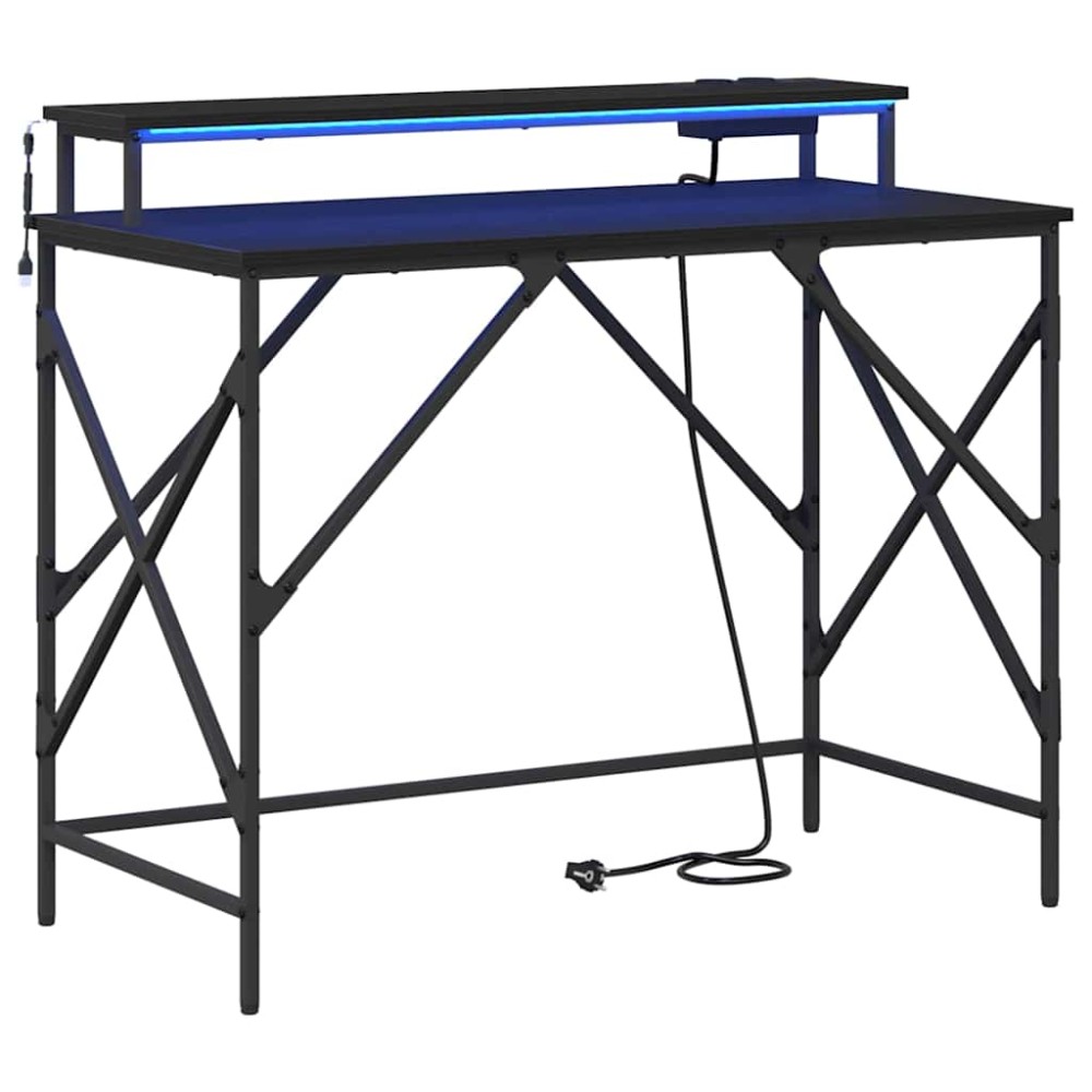 vidaXL Birou Stejar negru 100 x 50 x 86.5 cm Lemn compozit