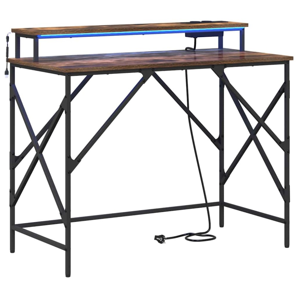 vidaXL Birou Stejar afumat 100 x 50 x 86.5 cm Lemn compozit