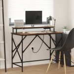 vidaXL Birou Stejar afumat 100 x 50 x 86.5 cm Lemn compozit