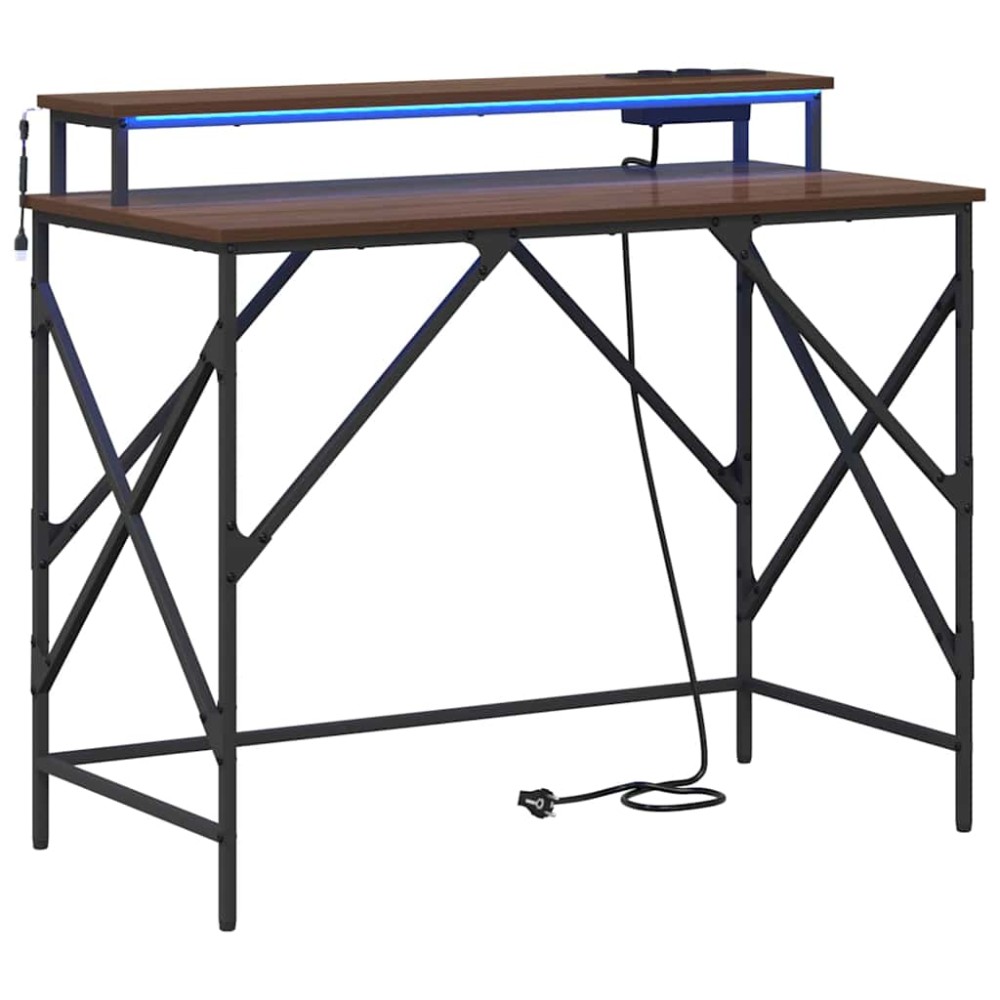vidaXL Birou Stejar brun 100 x 50 x 86.5 cm Lemn compozit