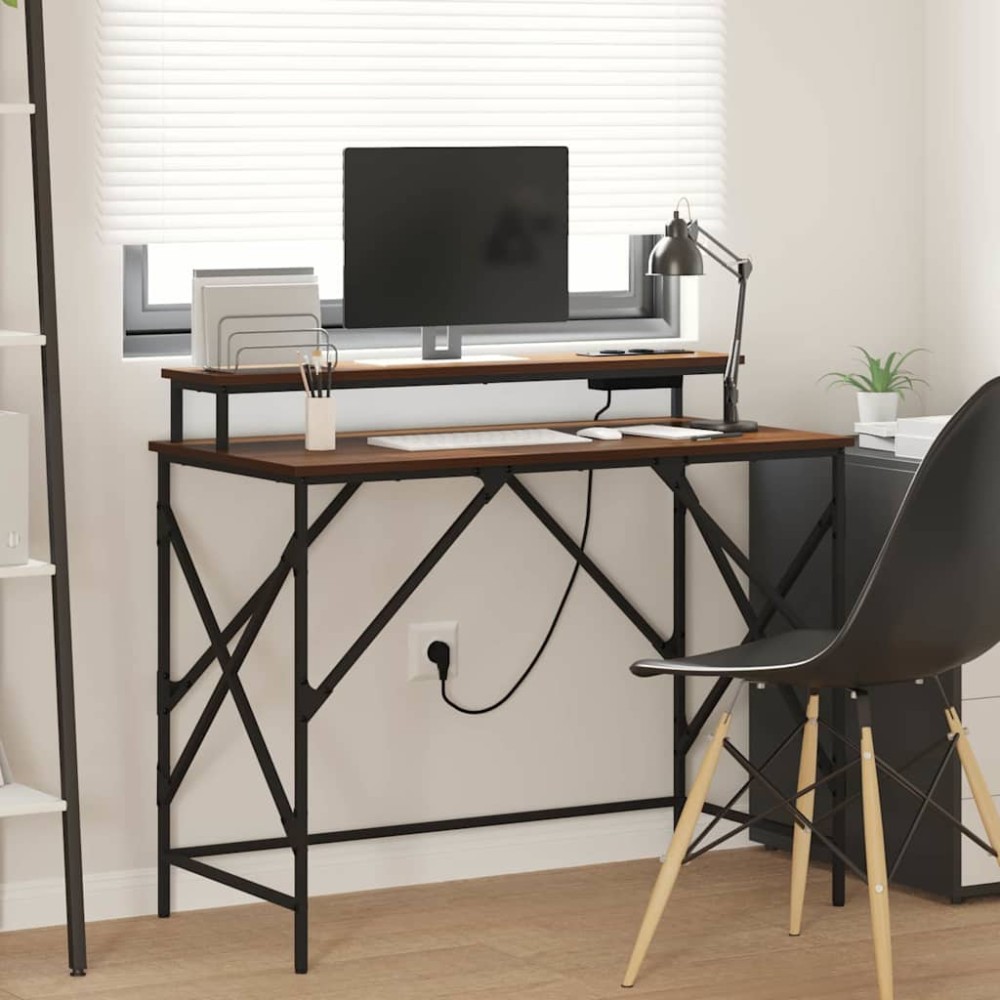 vidaXL Birou Stejar brun 100 x 50 x 86.5 cm Lemn compozit