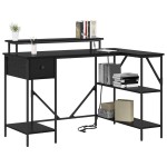 vidaXL Birou cu sertar Stejar Negru 120 x 79 x 86,5 cm Lemn compozit