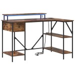 vidaXL Birou cu sertar Stejar afumat 120 x 79 x 86.5 cm Lemn compozit