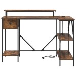 vidaXL Birou cu sertar Stejar afumat 120 x 79 x 86.5 cm Lemn compozit